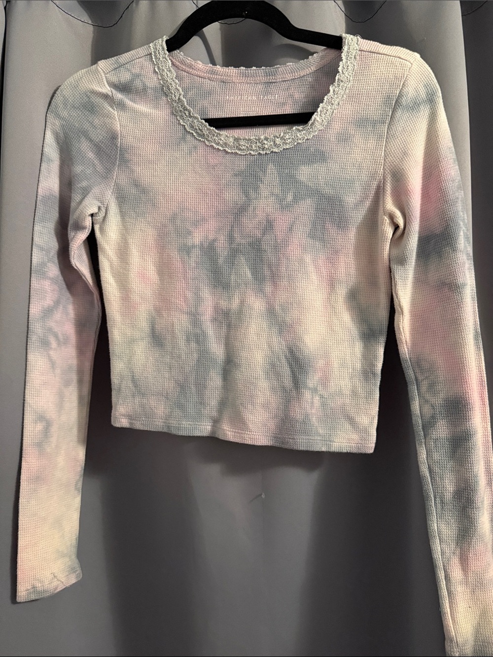 Women's Long Sleeve Tie-Dye Thermal Top - Pastel Multicolor